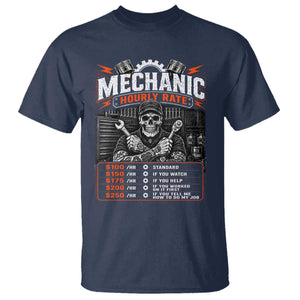 Mechanic Skeleton T Shirt Funny Hourly Rate Auto Car Garage Labor Rates