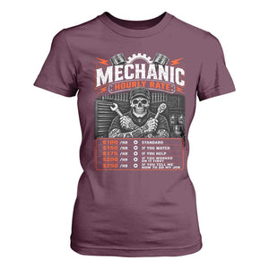 Mechanic Skeleton T Shirt For Women Funny Hourly Rate Auto Car Garage Labor Rates