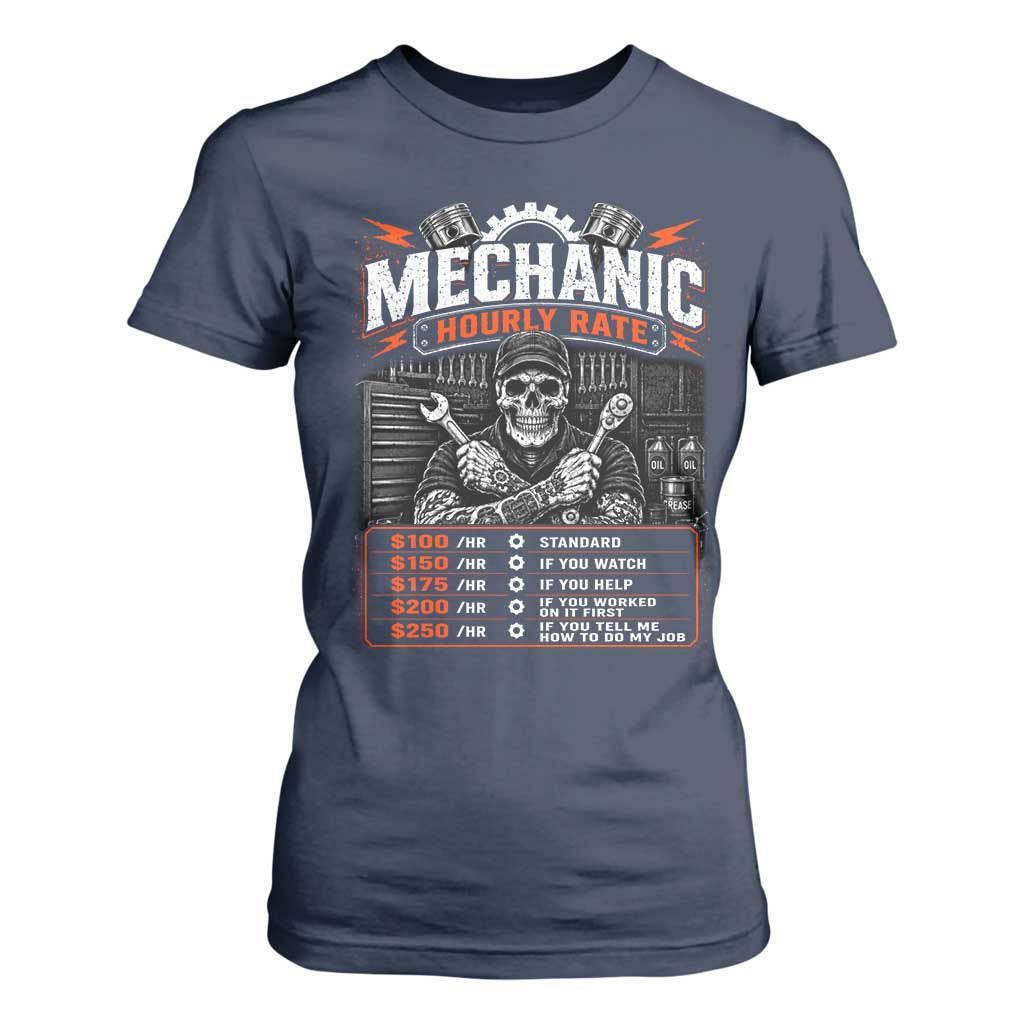 Mechanic Skeleton T Shirt For Women Funny Hourly Rate Auto Car Garage Labor Rates