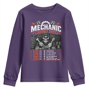 Mechanic Skeleton Youth Sweatshirt Funny Hourly Rate Auto Car Garage Labor Rates