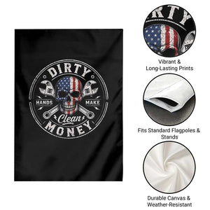Mechanic Skeleton Garden Flag My Hands May Be Dirty But My Money is Clean Auto Repair Garage