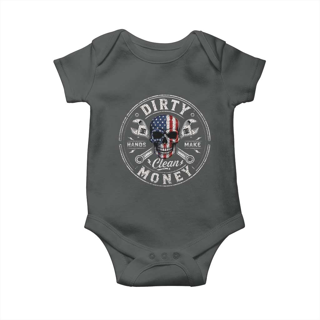 Mechanic Skeleton Baby Onesie My Hands May Be Dirty But My Money is Clean Auto Repair Garage