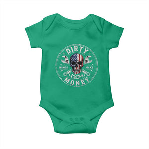 Mechanic Skeleton Baby Onesie My Hands May Be Dirty But My Money is Clean Auto Repair Garage