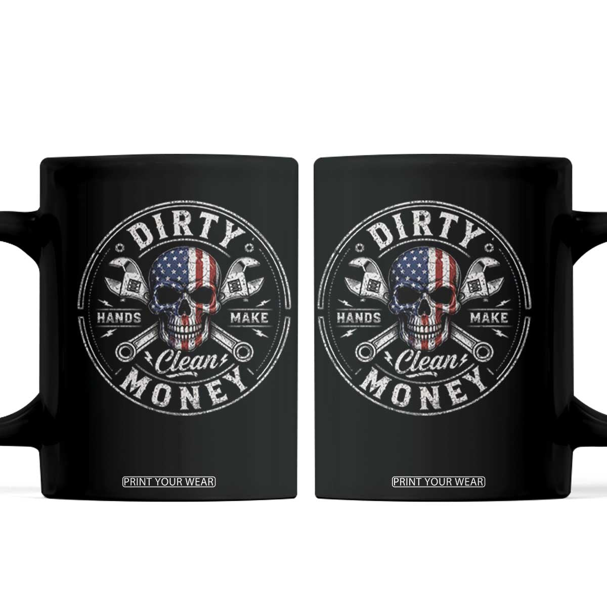 Mechanic Skeleton Coffee Mug My Hands May Be Dirty But My Money is Clean Auto Repair Garage