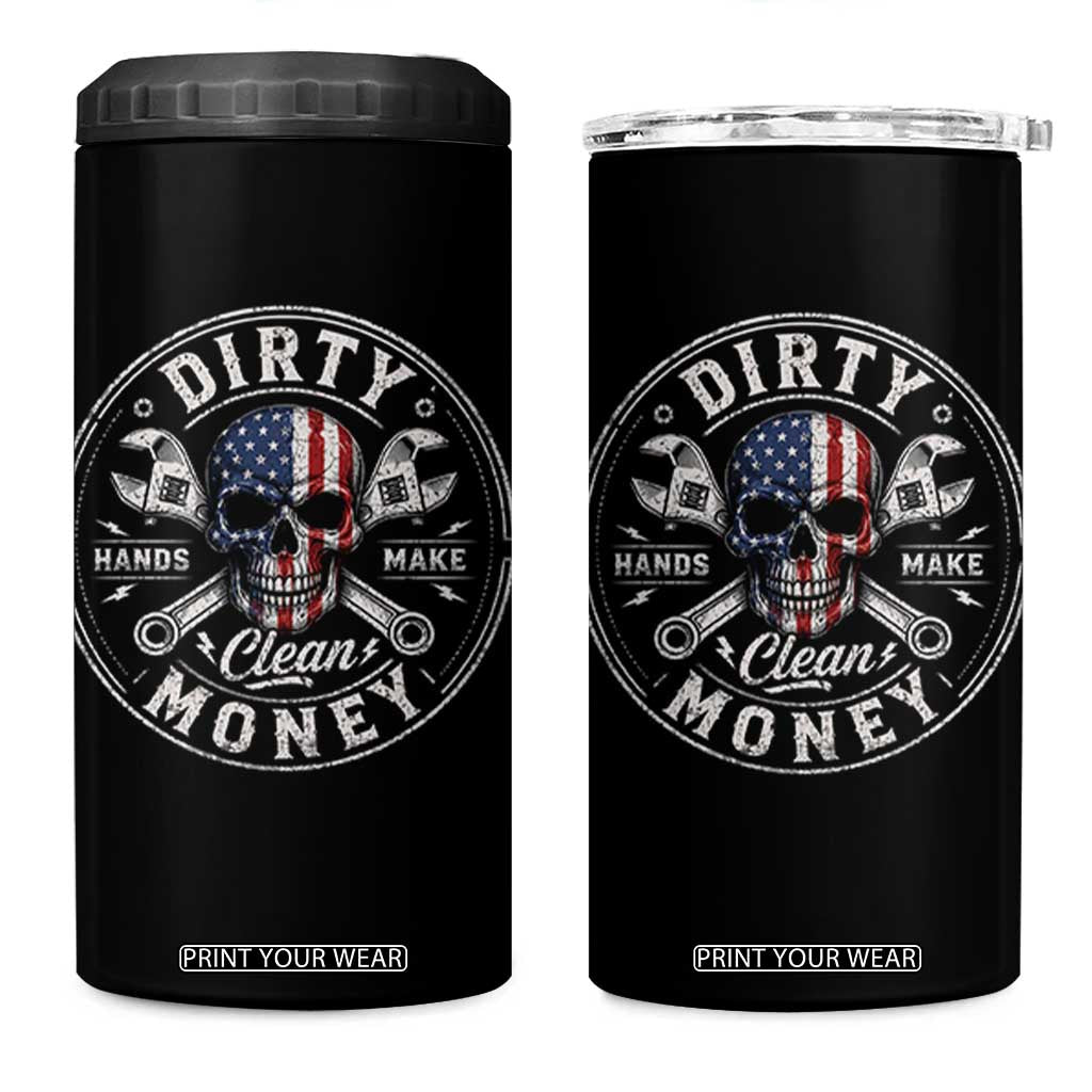 Mechanic Skeleton 4 in 1 Can Cooler Tumbler My Hands May Be Dirty But My Money is Clean Auto Repair Garage TS10 One Size: 16 oz Black Print Your Wear
