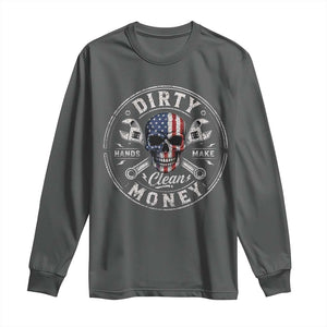 Mechanic Skeleton Long Sleeve Shirt My Hands May Be Dirty But My Money is Clean Auto Repair Garage