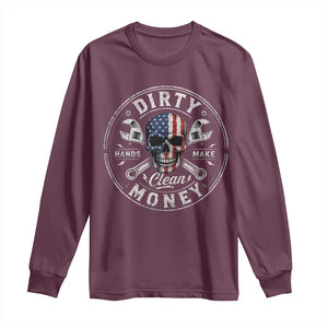 Mechanic Skeleton Long Sleeve Shirt My Hands May Be Dirty But My Money is Clean Auto Repair Garage