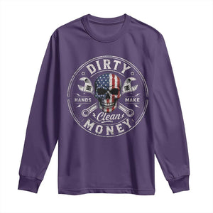 Mechanic Skeleton Long Sleeve Shirt My Hands May Be Dirty But My Money is Clean Auto Repair Garage