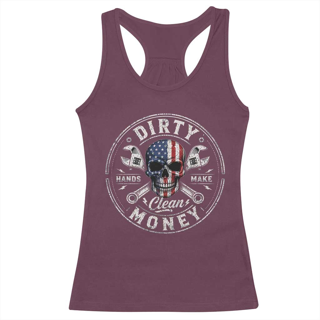 Mechanic Skeleton Racerback Tank Top My Hands May Be Dirty But My Money is Clean Auto Repair Garage