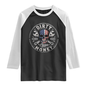 Mechanic Skeleton Raglan Shirt My Hands May Be Dirty But My Money is Clean Auto Repair Garage