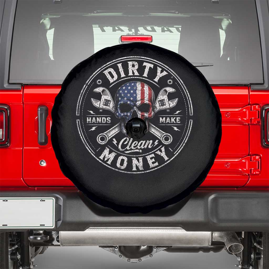 Mechanic Skeleton Spare Tire Cover My Hands May Be Dirty But My Money is Clean Auto Repair Garage