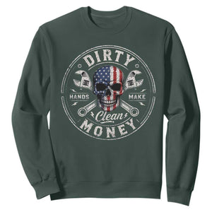 Mechanic Skeleton Sweatshirt My Hands May Be Dirty But My Money is Clean Auto Repair Garage