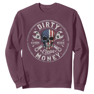 Mechanic Skeleton Sweatshirt My Hands May Be Dirty But My Money is Clean Auto Repair Garage
