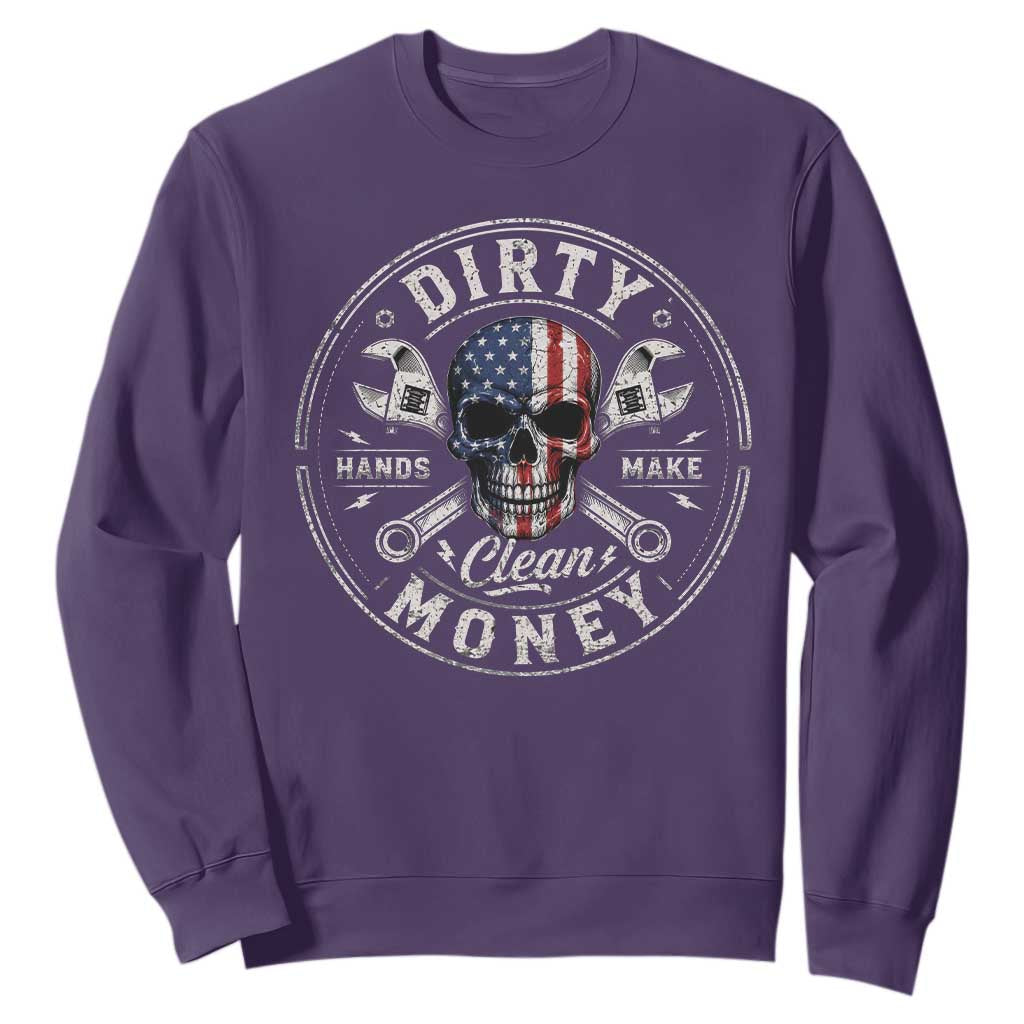 Mechanic Skeleton Sweatshirt My Hands May Be Dirty But My Money is Clean Auto Repair Garage