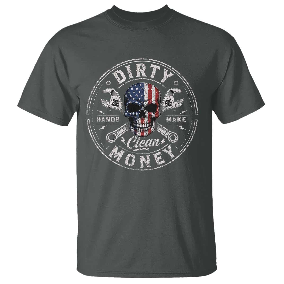 Mechanic Skeleton T Shirt My Hands May Be Dirty But My Money is Clean Auto Repair Garage