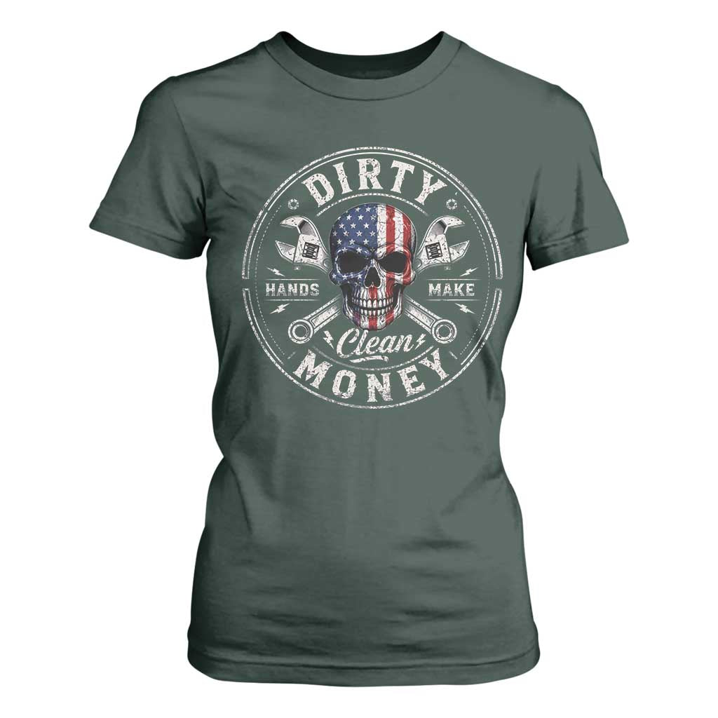 Mechanic Skeleton T Shirt For Women My Hands May Be Dirty But My Money is Clean Auto Repair Garage