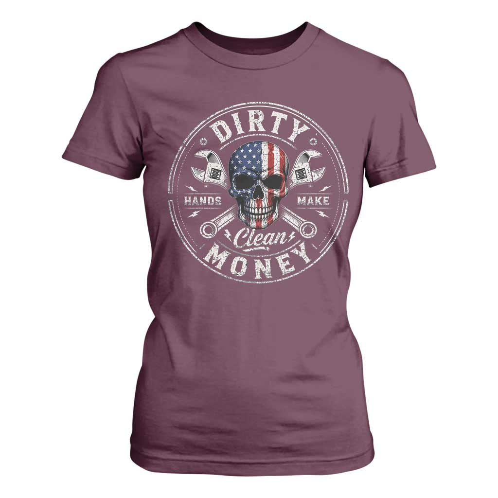 Mechanic Skeleton T Shirt For Women My Hands May Be Dirty But My Money is Clean Auto Repair Garage