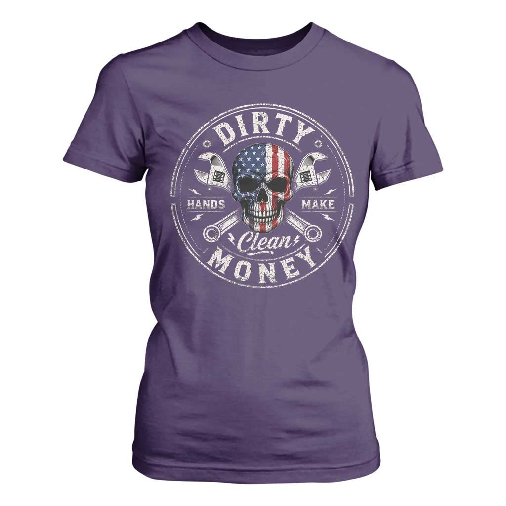 Mechanic Skeleton T Shirt For Women My Hands May Be Dirty But My Money is Clean Auto Repair Garage