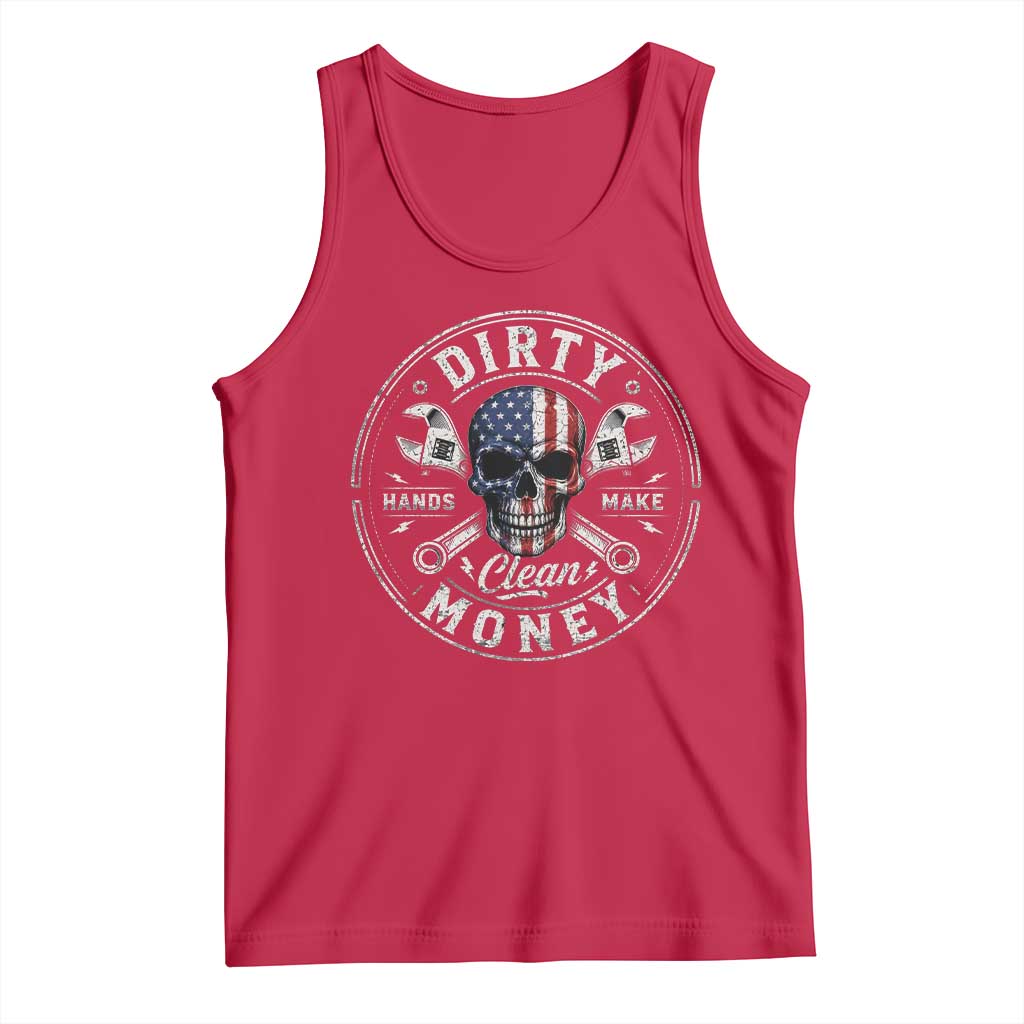 Mechanic Skeleton Tank Top My Hands May Be Dirty But My Money is Clean Auto Repair Garage