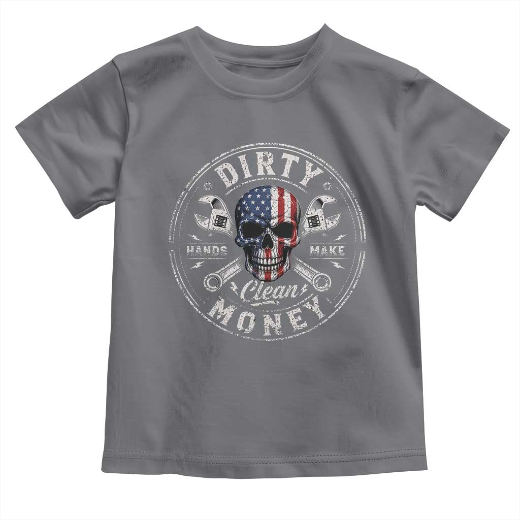 Mechanic Skeleton Toddler T Shirt My Hands May Be Dirty But My Money is Clean Auto Repair Garage