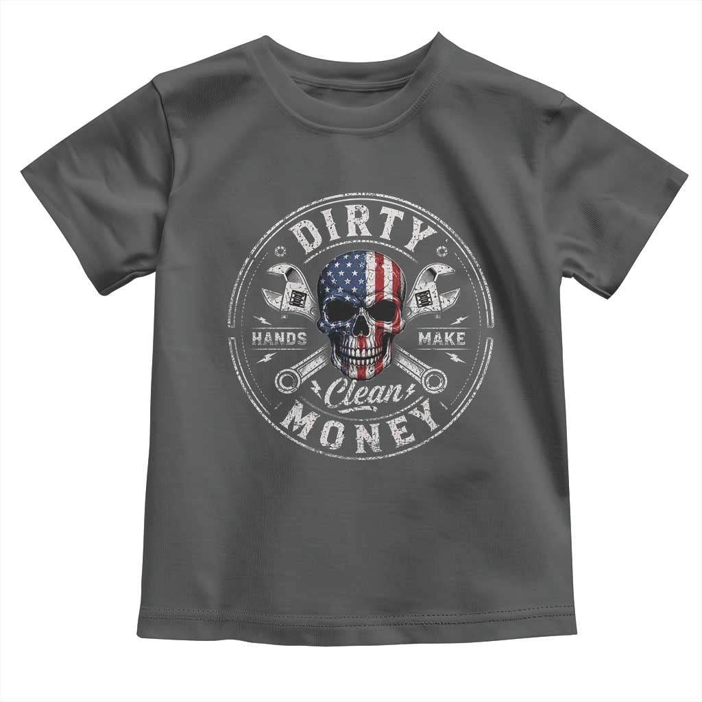 Mechanic Skeleton Toddler T Shirt My Hands May Be Dirty But My Money is Clean Auto Repair Garage