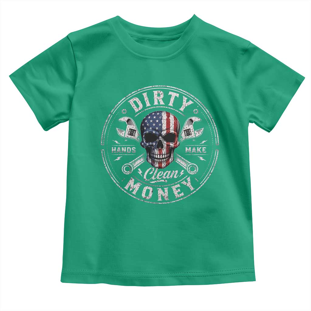 Mechanic Skeleton Toddler T Shirt My Hands May Be Dirty But My Money is Clean Auto Repair Garage