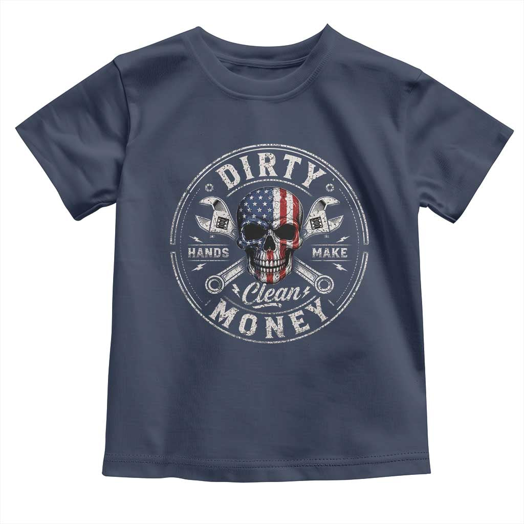 Mechanic Skeleton Toddler T Shirt My Hands May Be Dirty But My Money is Clean Auto Repair Garage