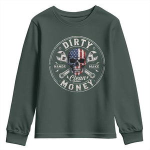 Mechanic Skeleton Youth Sweatshirt My Hands May Be Dirty But My Money is Clean Auto Repair Garage