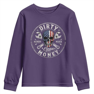 Mechanic Skeleton Youth Sweatshirt My Hands May Be Dirty But My Money is Clean Auto Repair Garage