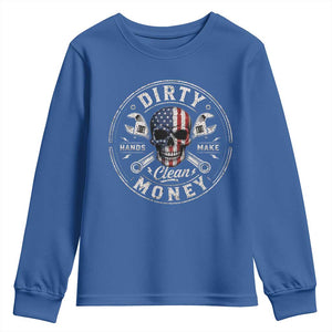 Mechanic Skeleton Youth Sweatshirt My Hands May Be Dirty But My Money is Clean Auto Repair Garage