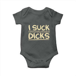 I Suck At Fantasy Football Baby Onesie Funny My Friends Are Draft Party Commish FFL TS10 Dark Heather Print Your Wear