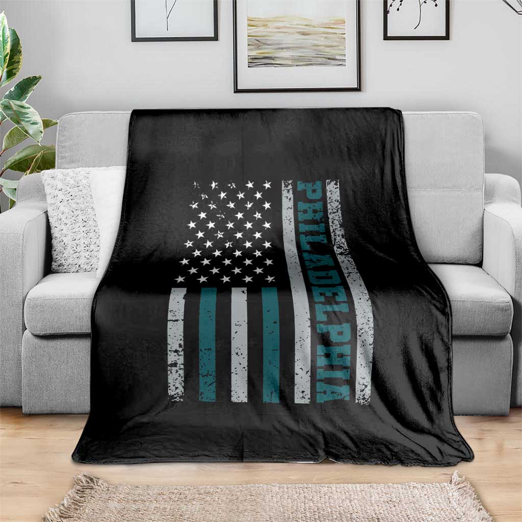 PFE Game Day Throw Blanket Retro American Flag Philly Lover TS10 Print Your Wear