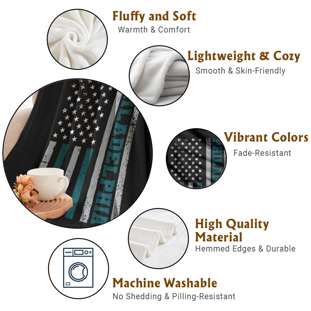 Philadelphia Throw Blanket Retro American Flag Philly Fan TS10 Print Your Wear