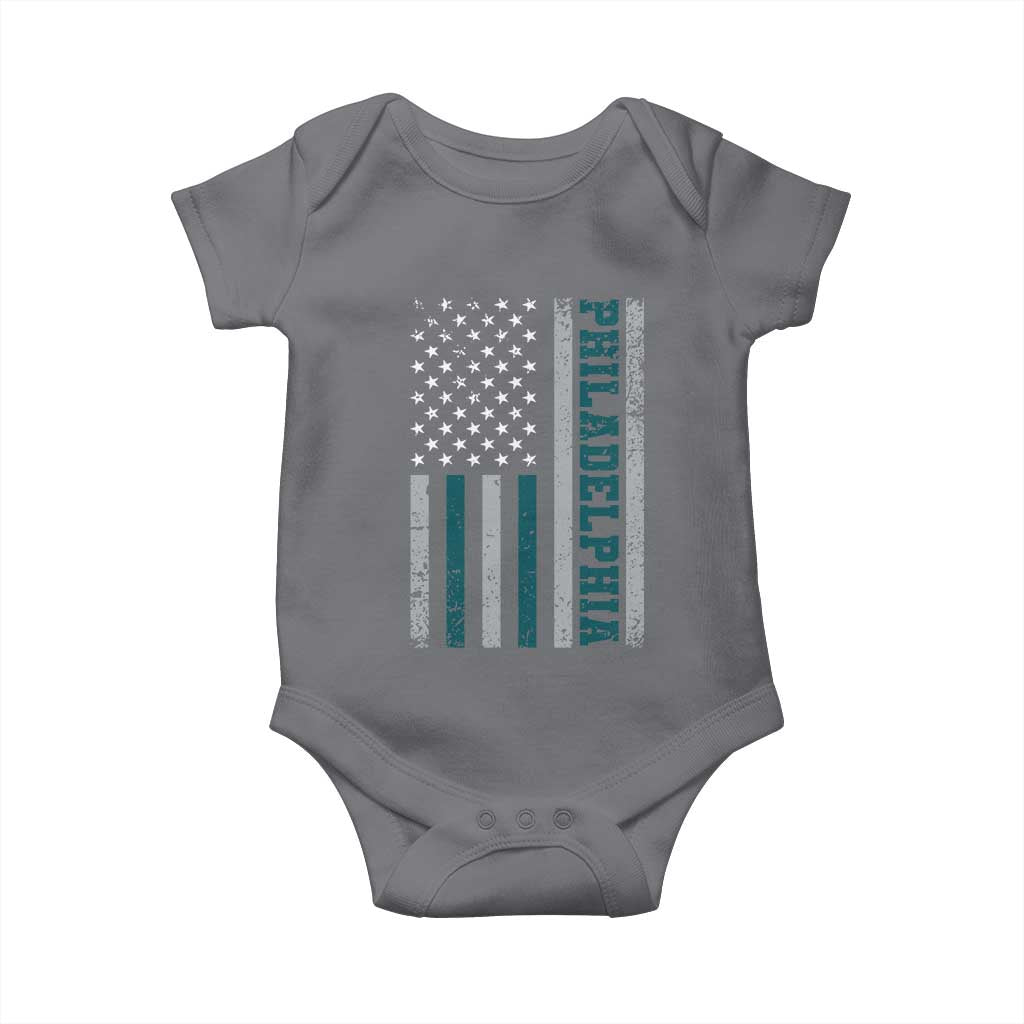 PFE Game Day Baby Onesie Retro American Flag Philly Lover TS10 Charcoal Print Your Wear