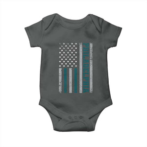 Philadelphia Baby Onesie Retro American Flag Philly Fan TS10 Dark Heather Print Your Wear