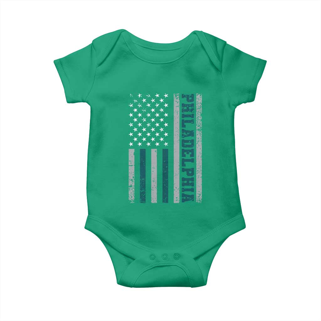 PFE Game Day Baby Onesie Retro American Flag Philly Lover TS10 Irish Green Print Your Wear