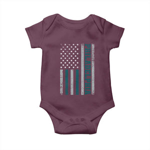 Philadelphia Baby Onesie Retro American Flag Philly Fan TS10 Maroon Print Your Wear