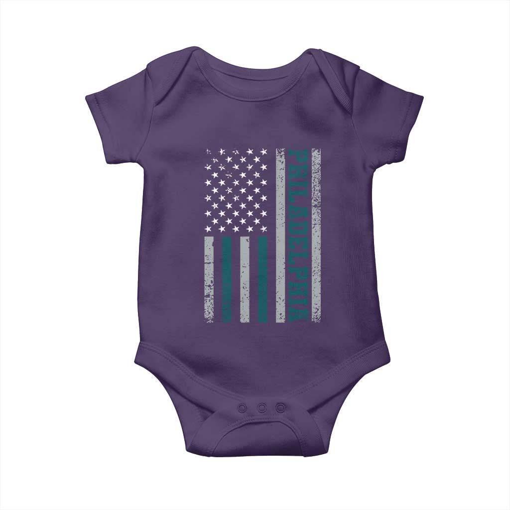 PFE Game Day Baby Onesie Retro American Flag Philly Lover TS10 Purple Print Your Wear