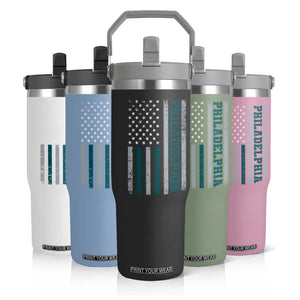 PFE Game Day Flip Straw Tumbler Retro American Flag Philly Lover TS10 Print Your Wear