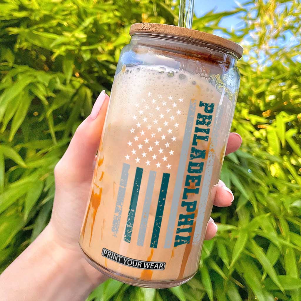 Philadelphia Glass Can Retro American Flag Philly Fan TS10 Black Print Your Wear