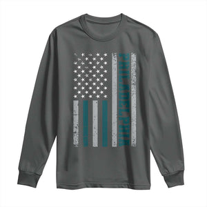 PFE Game Day Long Sleeve Shirt Retro American Flag Philly Lover TS10 Dark Heather Print Your Wear