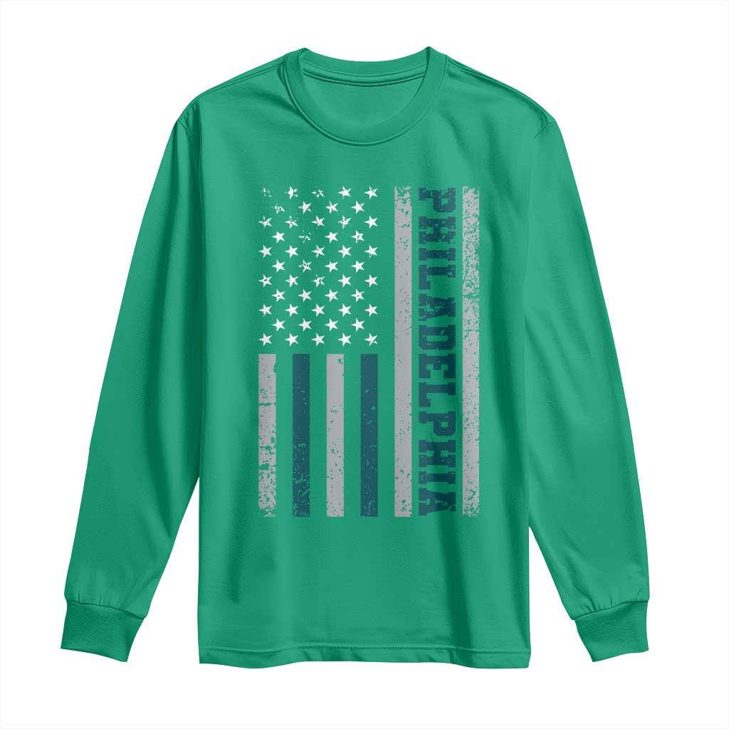 Philadelphia Long Sleeve Shirt Retro American Flag Philly Fan TS10 Irish Green Print Your Wear