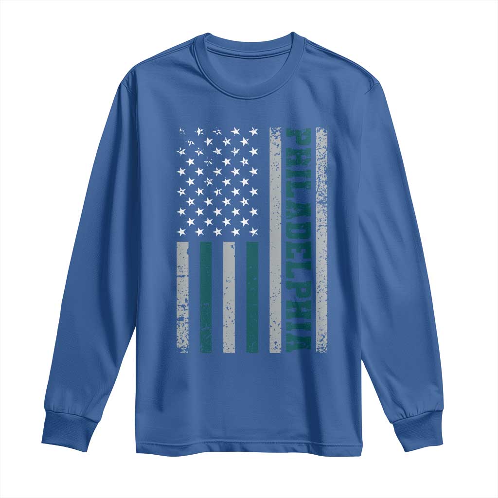 PFE Game Day Long Sleeve Shirt Retro American Flag Philly Lover TS10 Royal Blue Print Your Wear