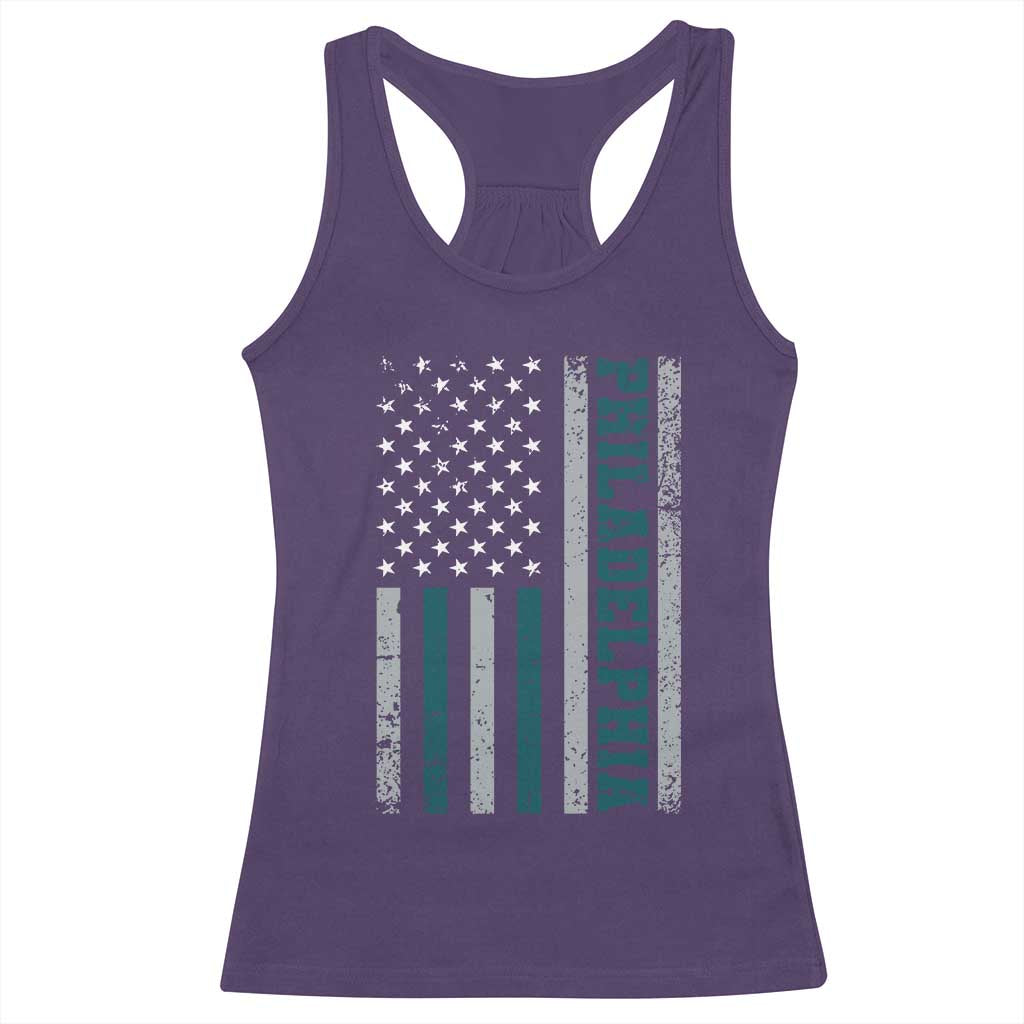 PFE Game Day Racerback Tank Top Retro American Flag Philly Lover TS10 Purple Print Your Wear