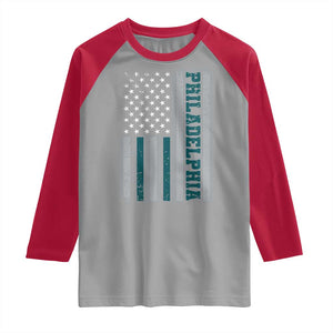 PFE Game Day Raglan Shirt Retro American Flag Philly Lover TS10 Sport Gray Red Print Your Wear