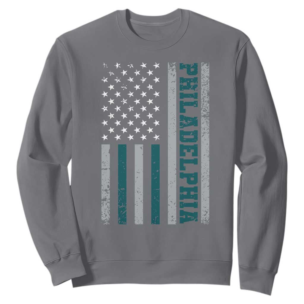 PFE Game Day Sweatshirt Retro American Flag Philly Lover TS10 Charcoal Print Your Wear