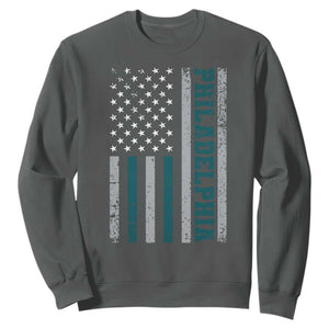 PFE Game Day Sweatshirt Retro American Flag Philly Lover TS10 Dark Heather Print Your Wear