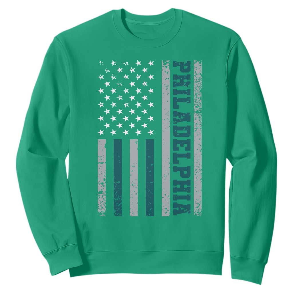 PFE Game Day Sweatshirt Retro American Flag Philly Lover TS10 Irish Green Print Your Wear