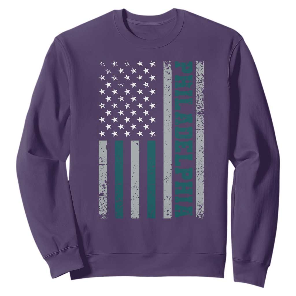 PFE Game Day Sweatshirt Retro American Flag Philly Lover TS10 Purple Print Your Wear