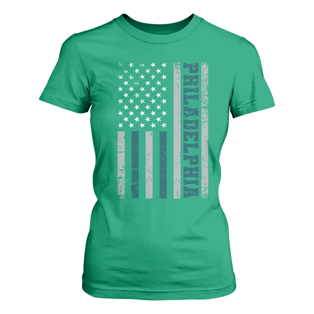 PFE Game Day T Shirt For Women Retro American Flag Philly Lover TS10 Irish Green Print Your Wear